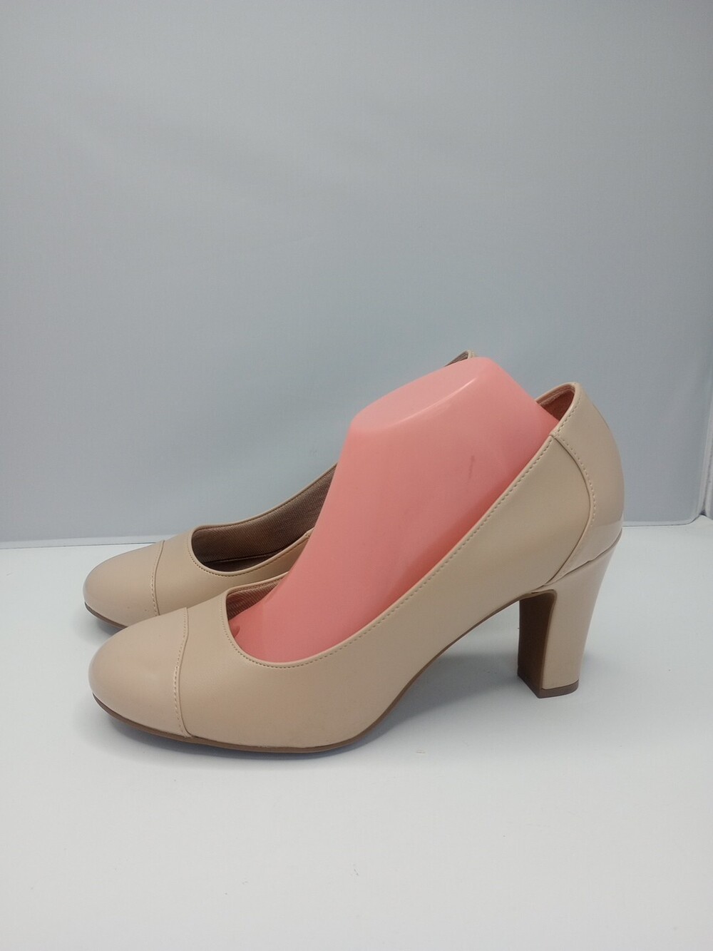 Life Stride Simply Comfort Women's Tan Beige Faux Leather Heels Size 10 3” Heel